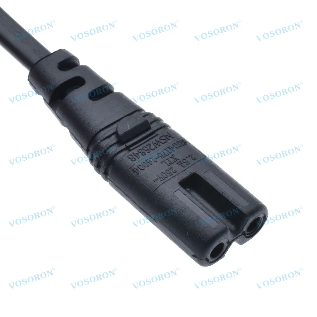 Conector IEC 60320 C8 a receptáculo C7, Cable adaptador principal de suministro de extensión macho a hembra, 30cm/60cm/180cm/300cm/500cm