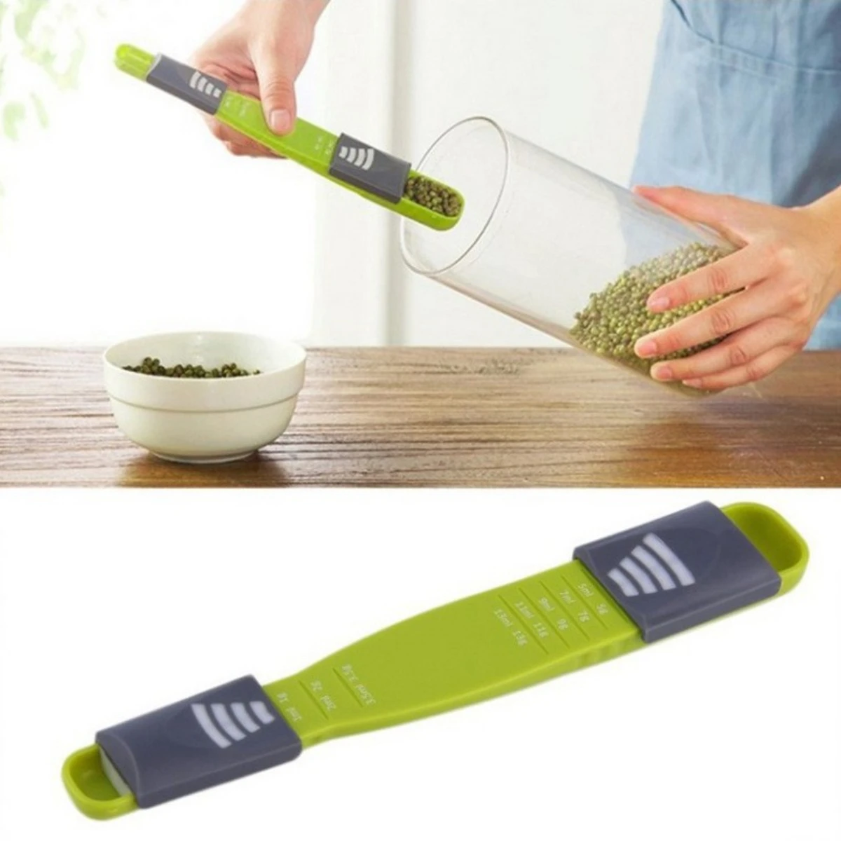 Adjustable Kitchen Scales Measure Cup Double End Eight Stalls Measuring Spoon For Salt Soup Coffee Tea Powder Kitchen Gadgets