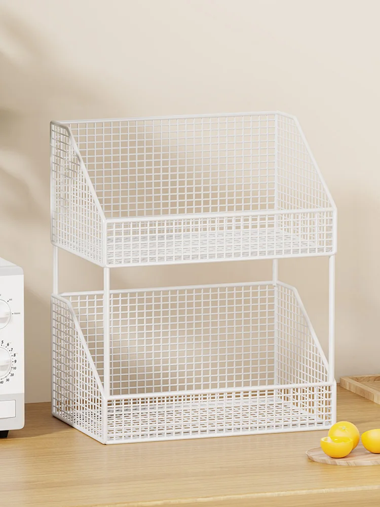 

Kitchen Countertop Multi-layer Storage Rack Spice Organizer Living Room Snack Holder Cup Rack Metal Material No Installation