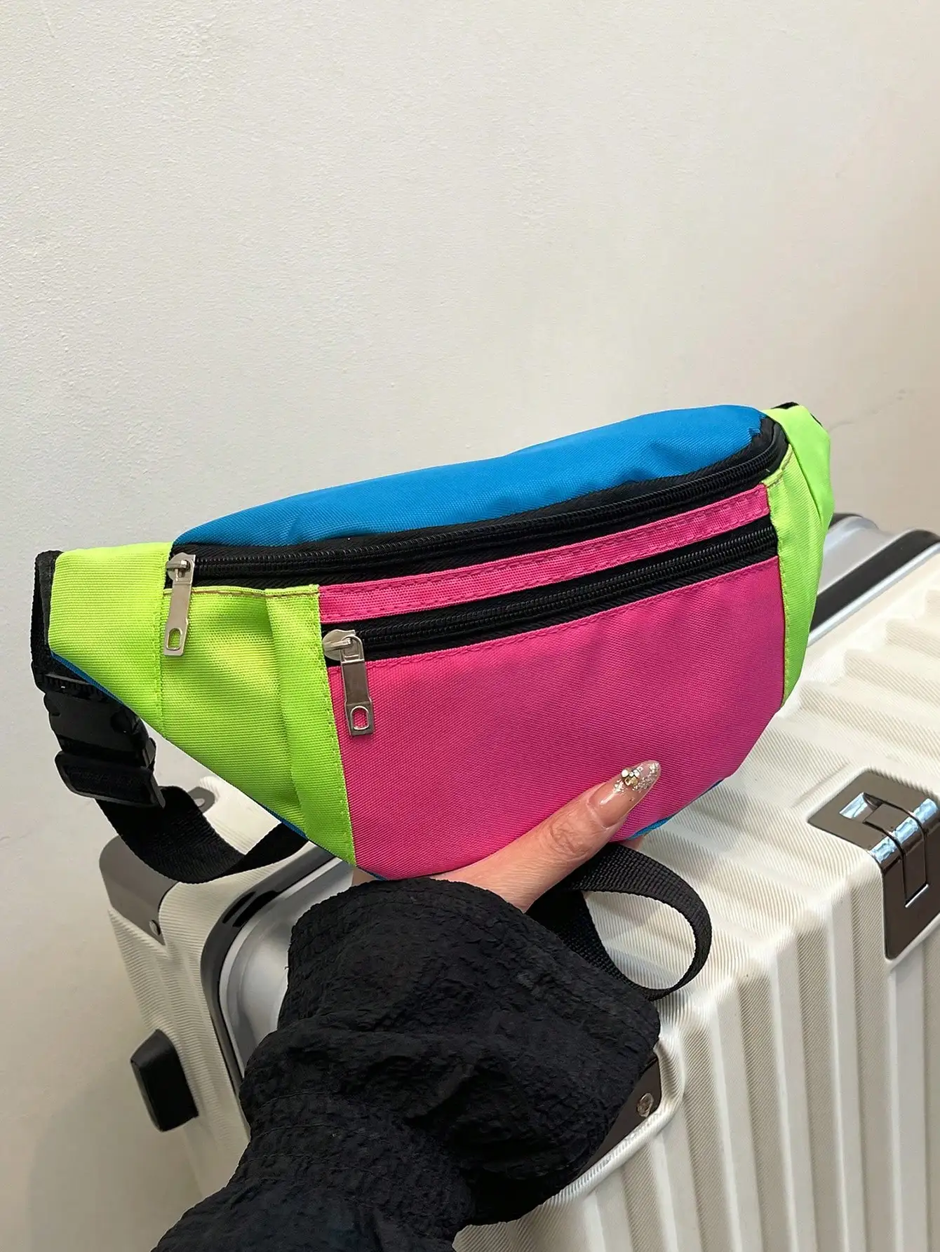 

Women's Tricolor Patchwork Nylon Waist Bag - Casual & Versatile, Exuding Premium Quality, Durable, Can Be Worn On Shoulder Or Crossbody, Suitable For Daily Commute, Shopping And Leisure Travel