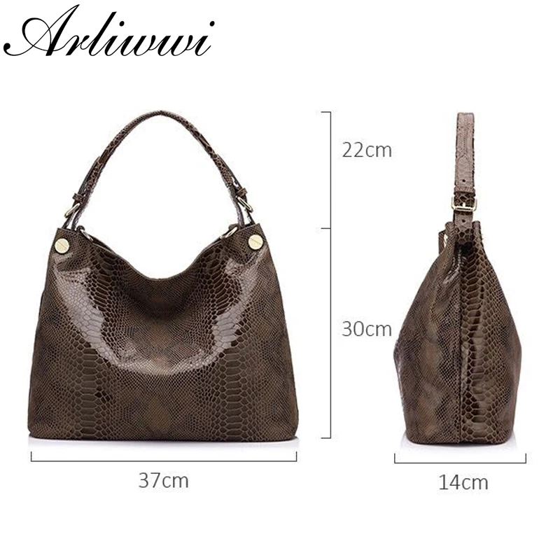 Genuine Leather Bags For Women Large Shiny Serpentine Pattern Coating Suede Cow Leather Shoulder Handbags For Lady