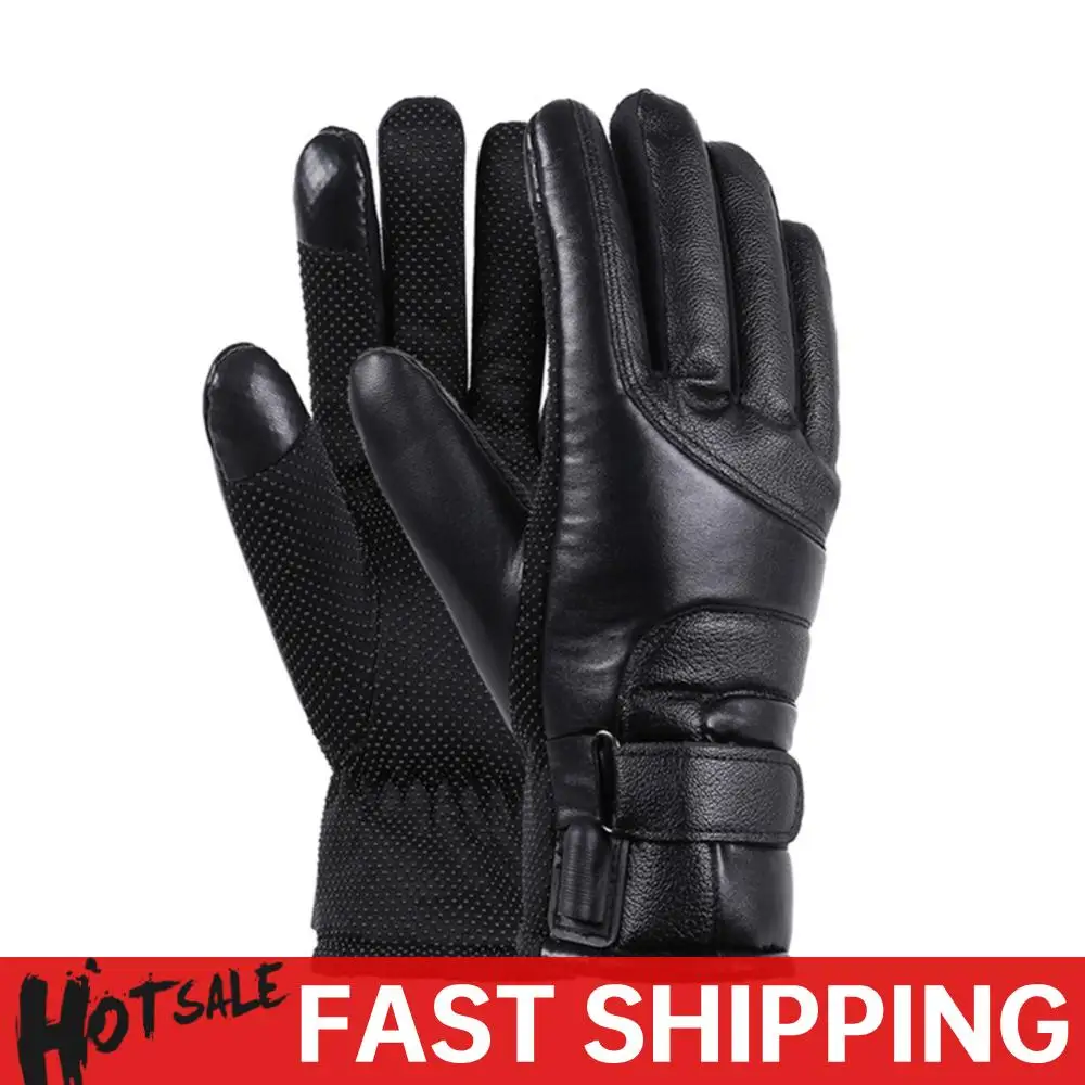 

USB Heated Gloves Waterproof Winter Electric Warming Gloves PU Hand Warmers Soft Winter Outdoor Warm Gloves for Off Road Skiing