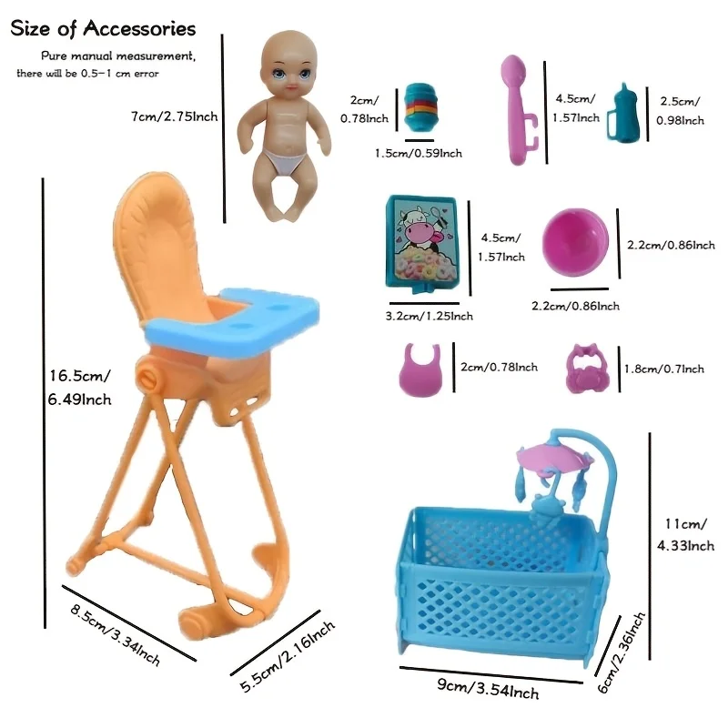 Doll Accessories Mini Dinner Chair Bed Dinning Set For Dolls Simulation Balance Bike Shoes Stroller DIY Play Toy Birthday Gifts