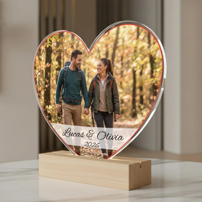 

Custom Photo Acrylic Lamp Personalized Night Light Picture Desk Lamp Valentines Couple Gift Anniversary Office Dorm Decor Plaque