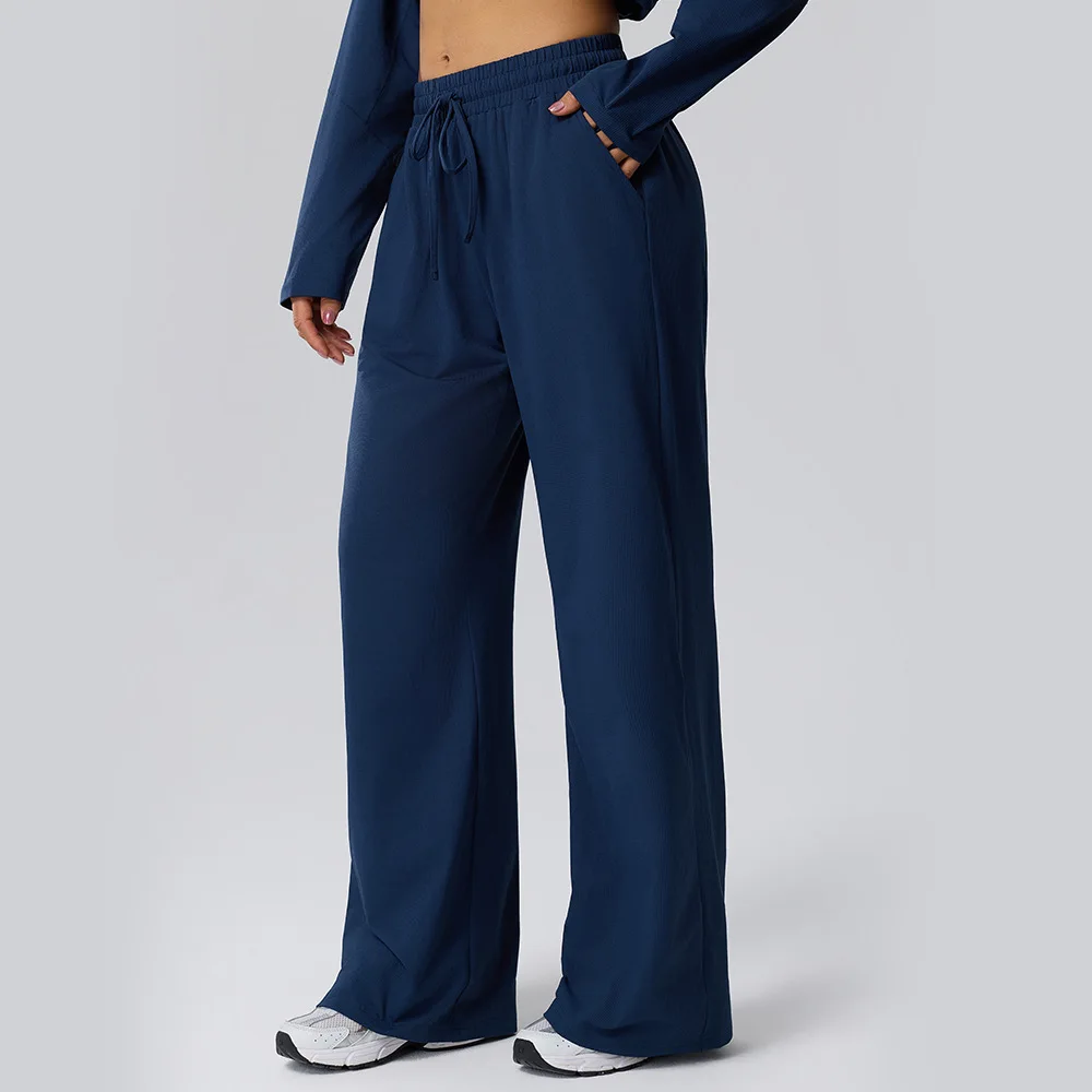 Autumn and winter sports pants, lightweight and quick drying Waffle straight leg slimming pants running and fitness casual pants