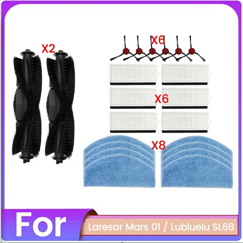 

22PCS Brush Filter And Mop Cloth Set For Laresar Mars 01 For Lubluelu SL68 Vacuum Cleaner Replacement Parts