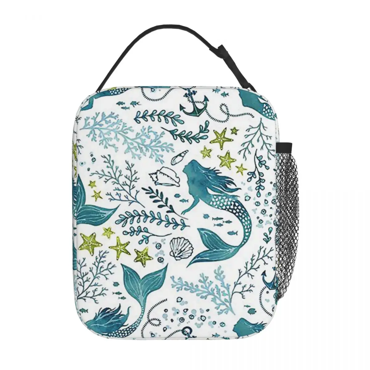 Mermaid Ocean Light Insulated Lunch Bag for Women Kids Leakproof Food Boxes Thermal Lunch Box Tote