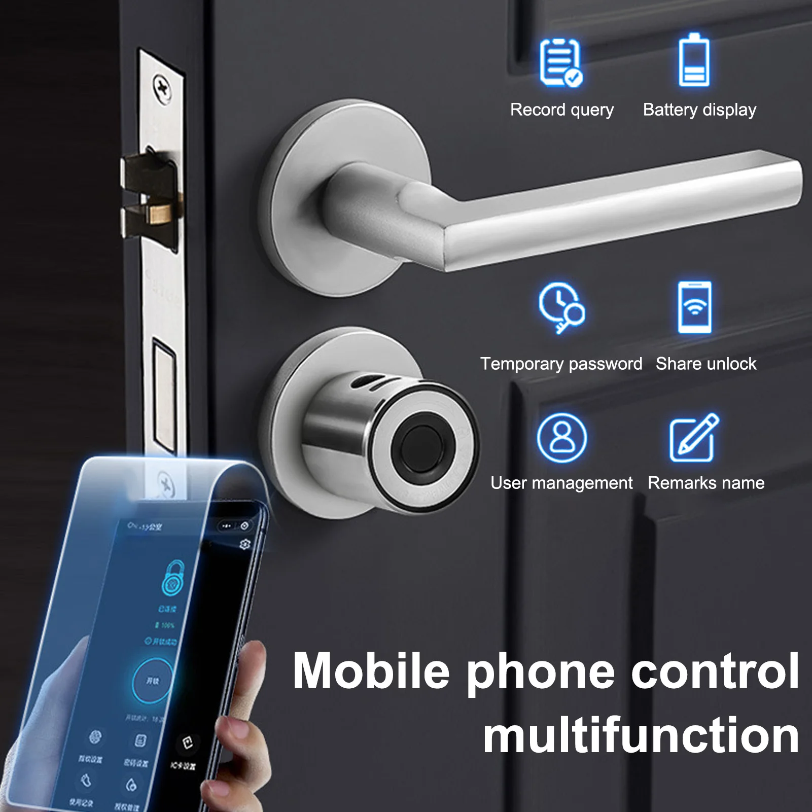 Smart Cylinder Lock Rust Resistant Long Standby Fast Recognition Efficient Sturdy Keyless Entry Lock High Safety for Household
