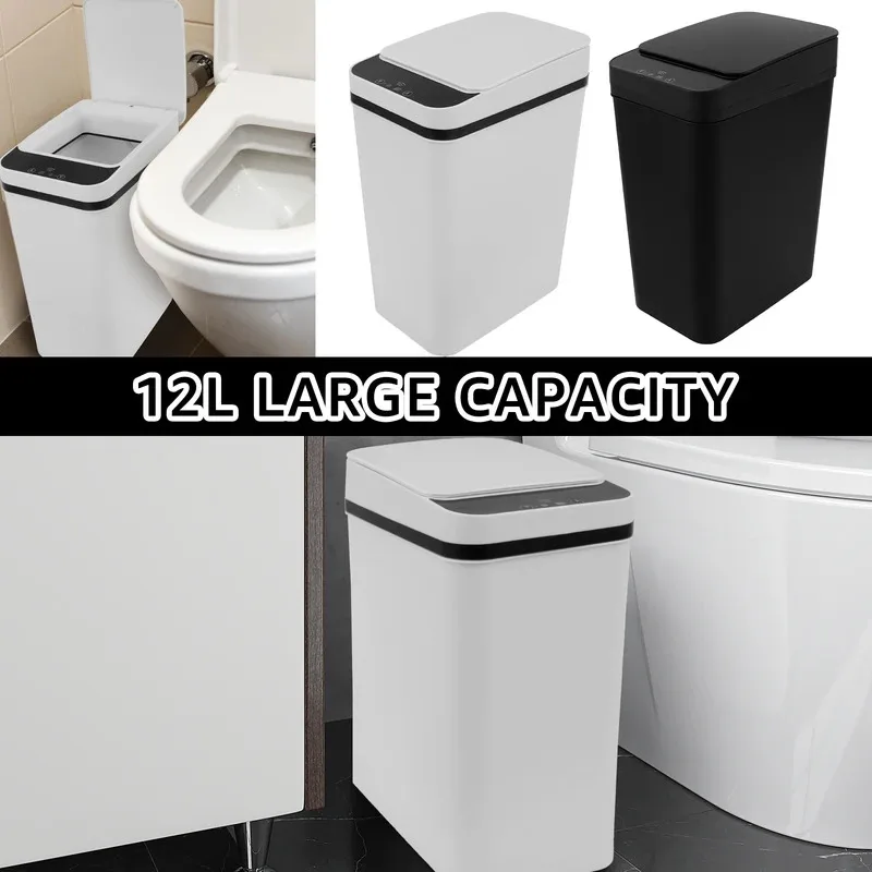 

12L Auto-Sensor Trash Can - PP Rectangular Waterproof Design Suitable for Kitchen & Bathroom Key Details & Explanations