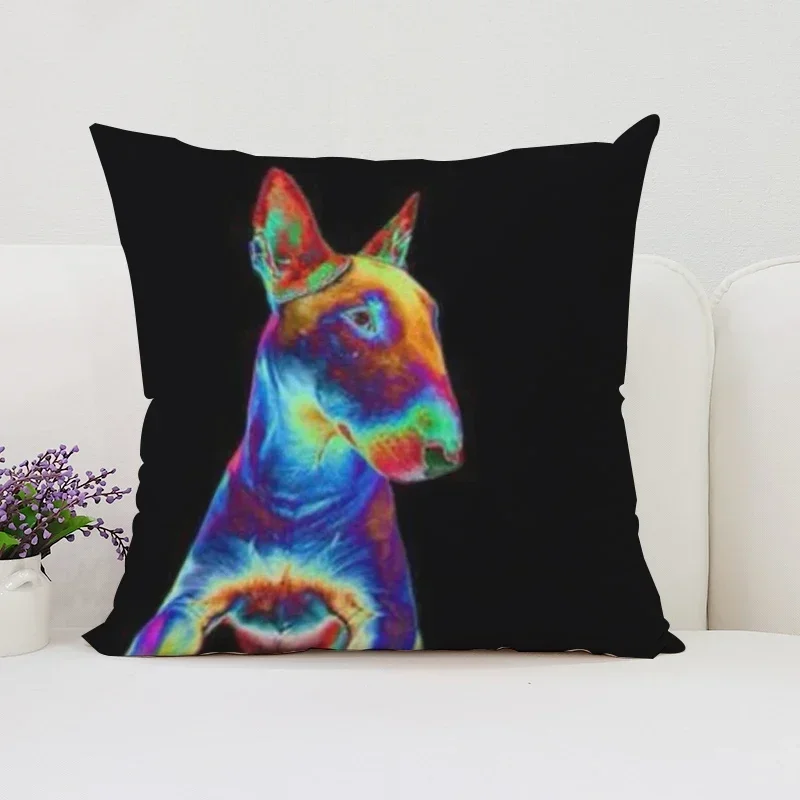 Pillowcase Bull Terrier Art Anime Pillow Cover 40x40 Throw Pillows Car Decoration Fall Decor Decorative Cushions for Sofa Covers