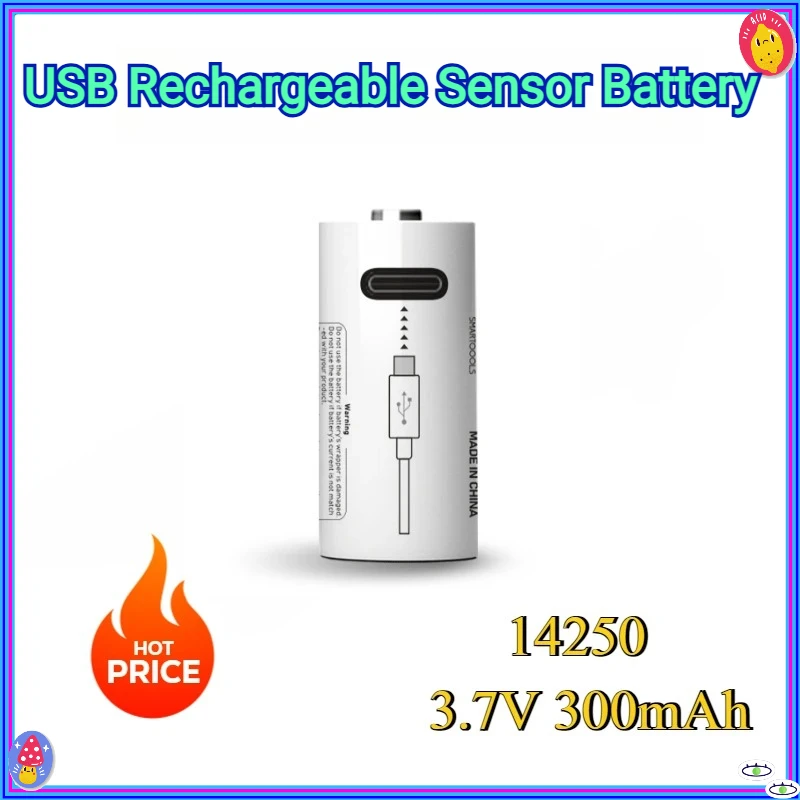 

New USB Rechargeable Sensor Battery - Red/Green 14250 3.7V 300mAh Rechargeable Lithium Battery