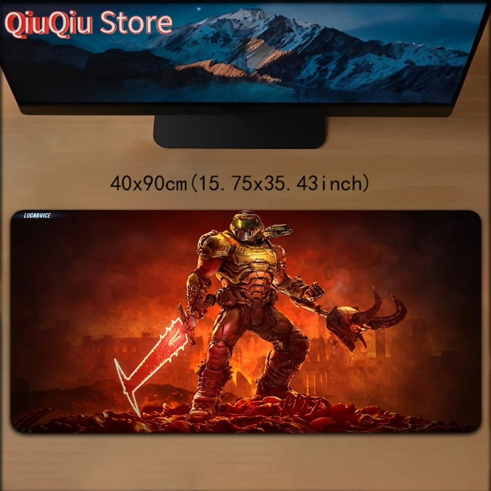 لوحة ماوس ألعاب كبيرة من DOOM S-Slayer، حصيرة مكتب مطاطية كبيرة جدًا مضادة للانزلاق للكمبيوتر الشخصي ولوحات المفاتيح الميكانيكية - 30 × 60 سم / 30 × 70 سم / 30 #1