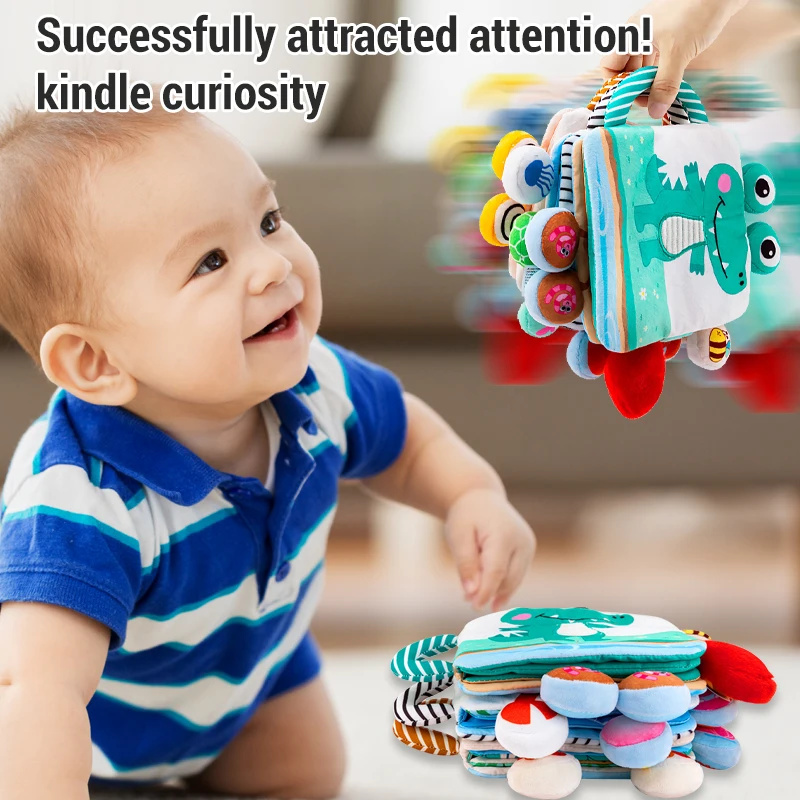 0-36 Months Baby 3D Cloth Book Early Learning Toys Montessori Sensory Animal Tail Cloth Book Newborn Enlightenment Baby Toys
