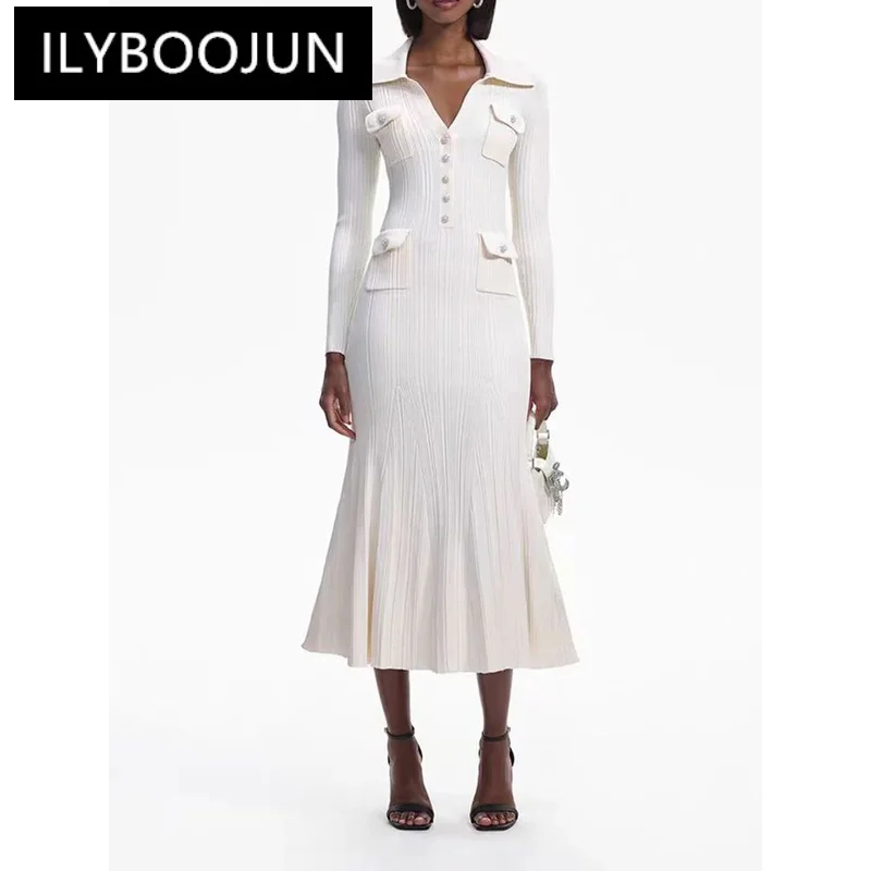 

Платье-макси цвета слоновой кости, изящное и элегантное, трикотажное, с длинным рукавом, стрейчевое, облегающее, женское платье с запахом, весна 2024