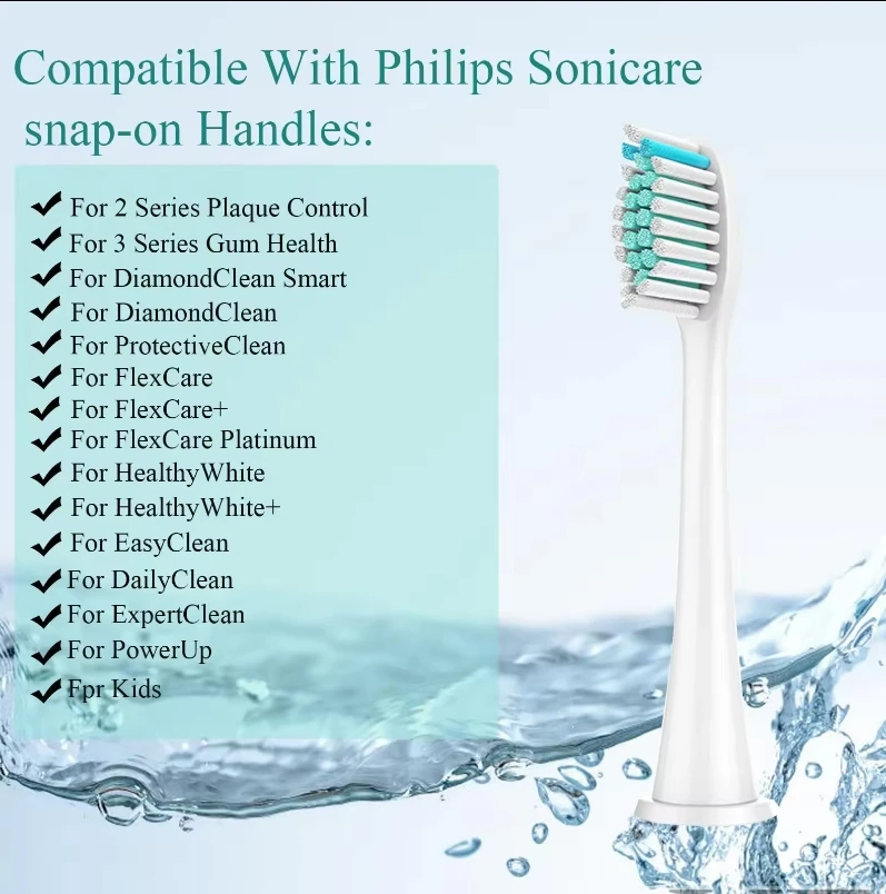 4PCS Replacement Toothbrush Heads Three-Dimensional Cambered Surface Design For Philips