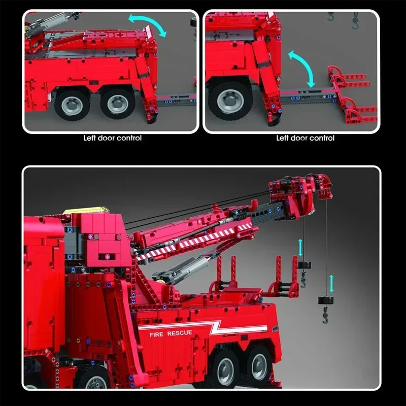 T4017 4960PCS Moc Technische 8x8 Straße Rettungs Lkw Kran Elektrische Fernbedienung Montage DIY Ziegel Bausteine Spielzeug für Erwachsene