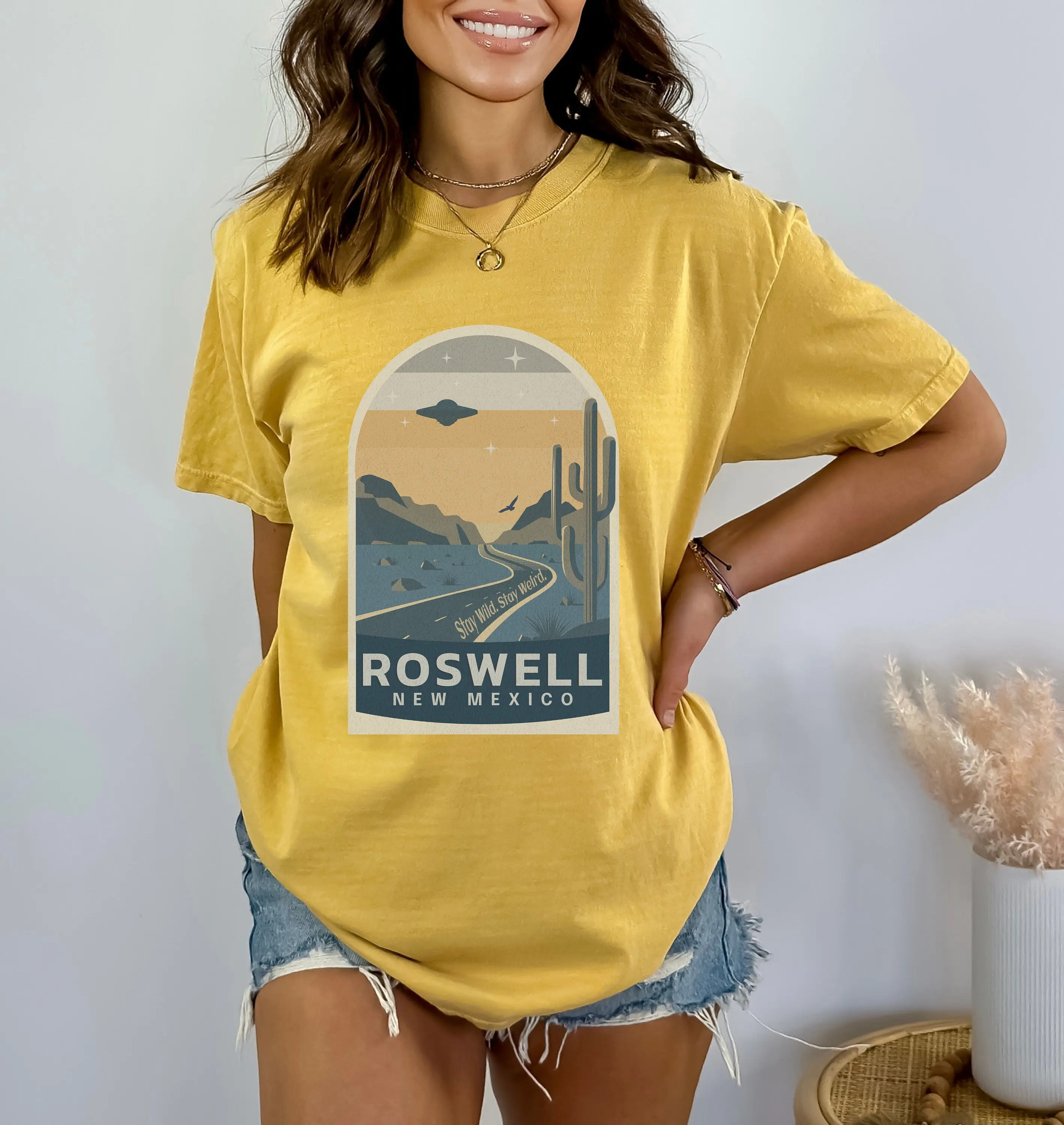 On Trend Boyfriend Travel T Shirt For Her Roswell New Mexico Cute Vacation Ufo Flying Saucer