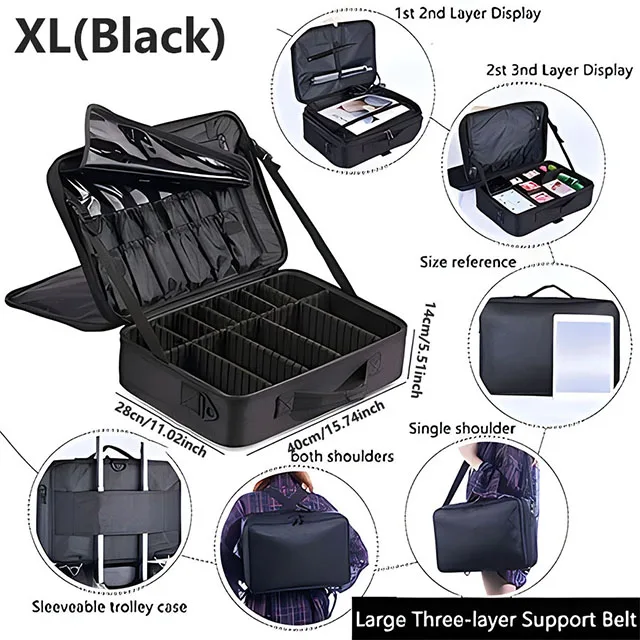 Professionele make-up case vrouwelijke reizen grote capaciteit schoonheid nagel toolbox cosmetische organisator koffers voor make-up opbergdozen