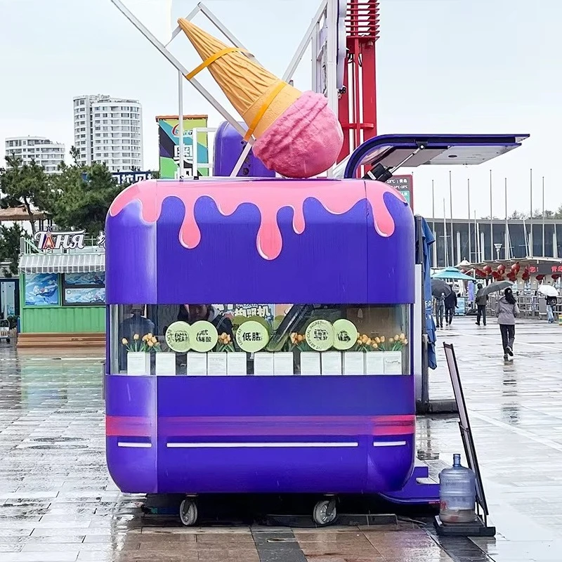 Luxury Food Truck With Full Kitchen Equipment Mobile Pizza Scooter Shawarma Food Truck For Frozen Yogurt Food Trailer