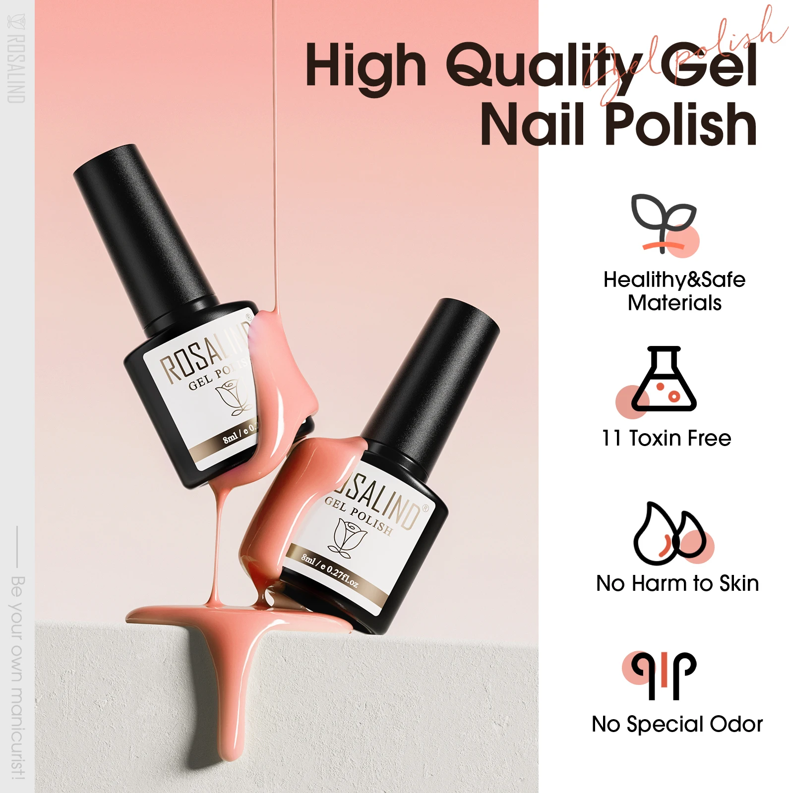 ROSALIND Gel Smalto per unghie 4/6PCS Set Gel UV Vernici semipermanenti Base Top Coat Macaron Effetto Nail Art Design Salon/Regalo fai da te