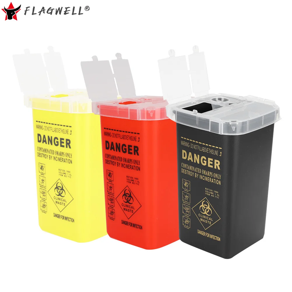 1L Tattoo Medical Plastic Sharps Container Waste Blade Storage Box Waste Sharp Object Collection Needle Disposal Trash Can Box