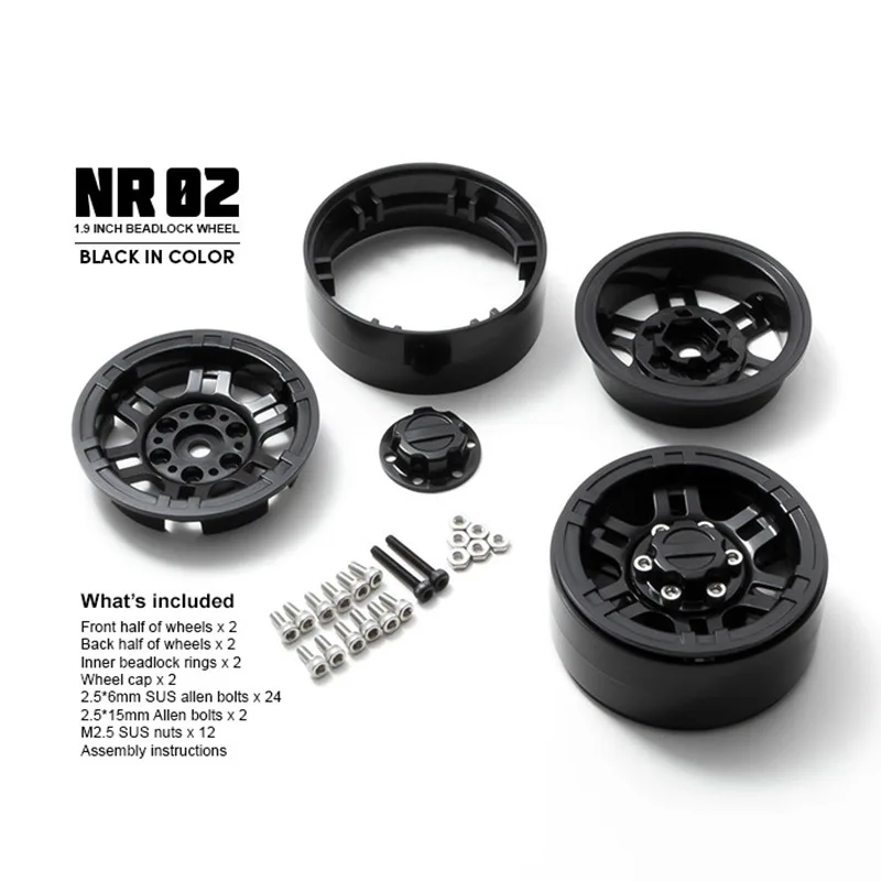 AUSTARHOBBY 1.9‑Inch Plastic Simulation Wheel Hubs, 4‑Piece Set, Glue‑Free Tire Mount, RC Car Tire Accessories, Compatible D90