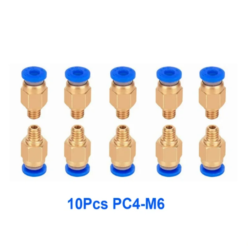 10 stücke Pneumatische Anschlüsse Für 3D Drucker Teile PC4 M6 M10 Schnell Jointer Koppler 1,75/3mm Rohr armaturen PTFE Rohr 2/4mm