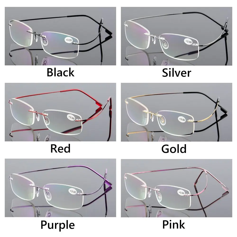 Rimless Vision Care Óculos para homens e mulheres, Ultraleve Memory Titanium, Presbiopic, Óculos de leitura