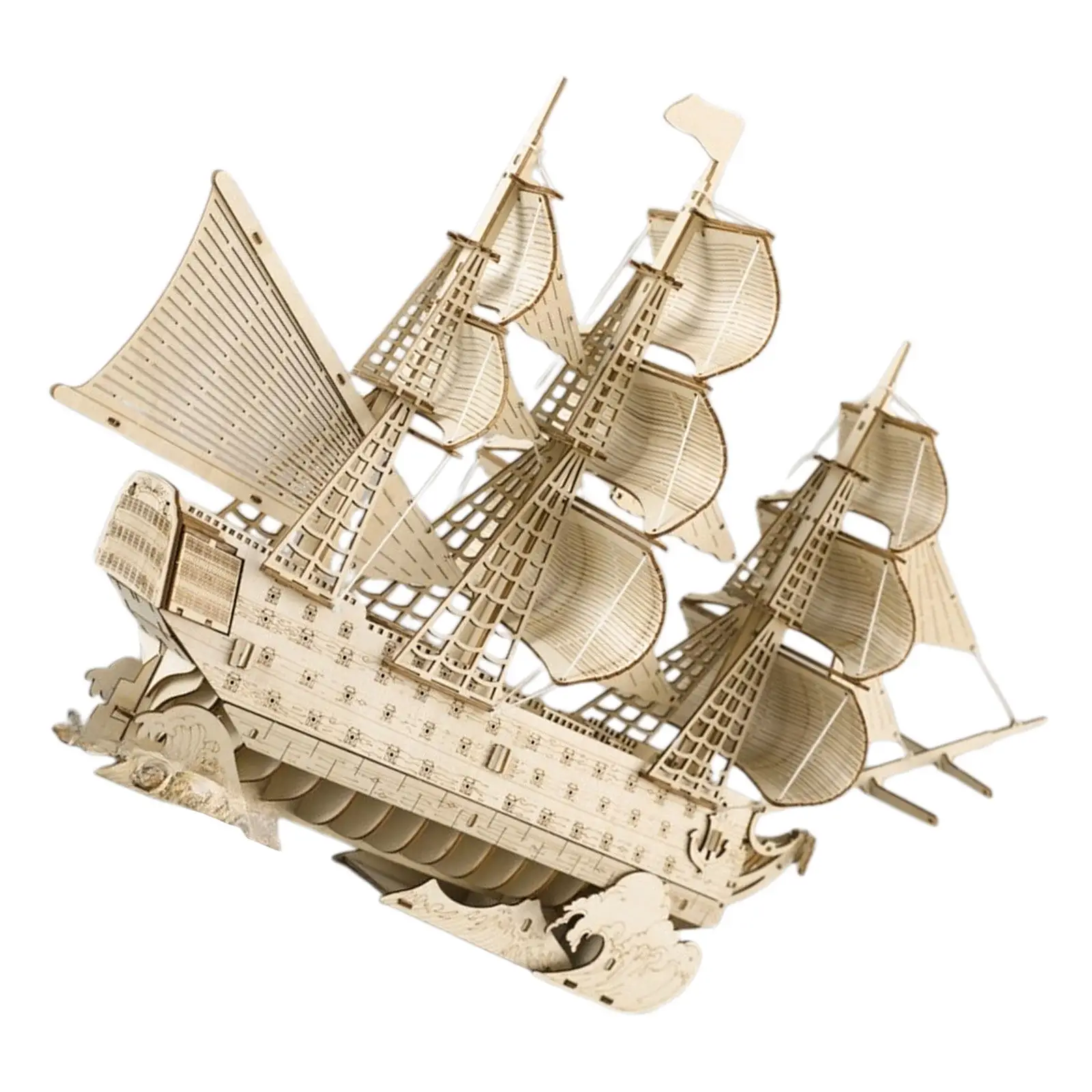 

1Set Ship Puzzle Kits for Adults DIY Wooden Ancient Sailboat 3D Building Craft Nautical Home Decor