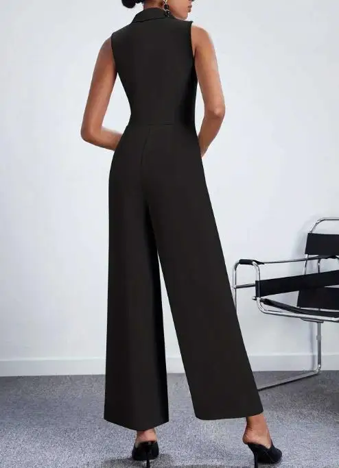 

2025 Spring/summer New Hot Selling Women's Fashion Socialite Wrap Up Strap Set Pants Solid Color Wide Leg Jumpsuit Women's Wear