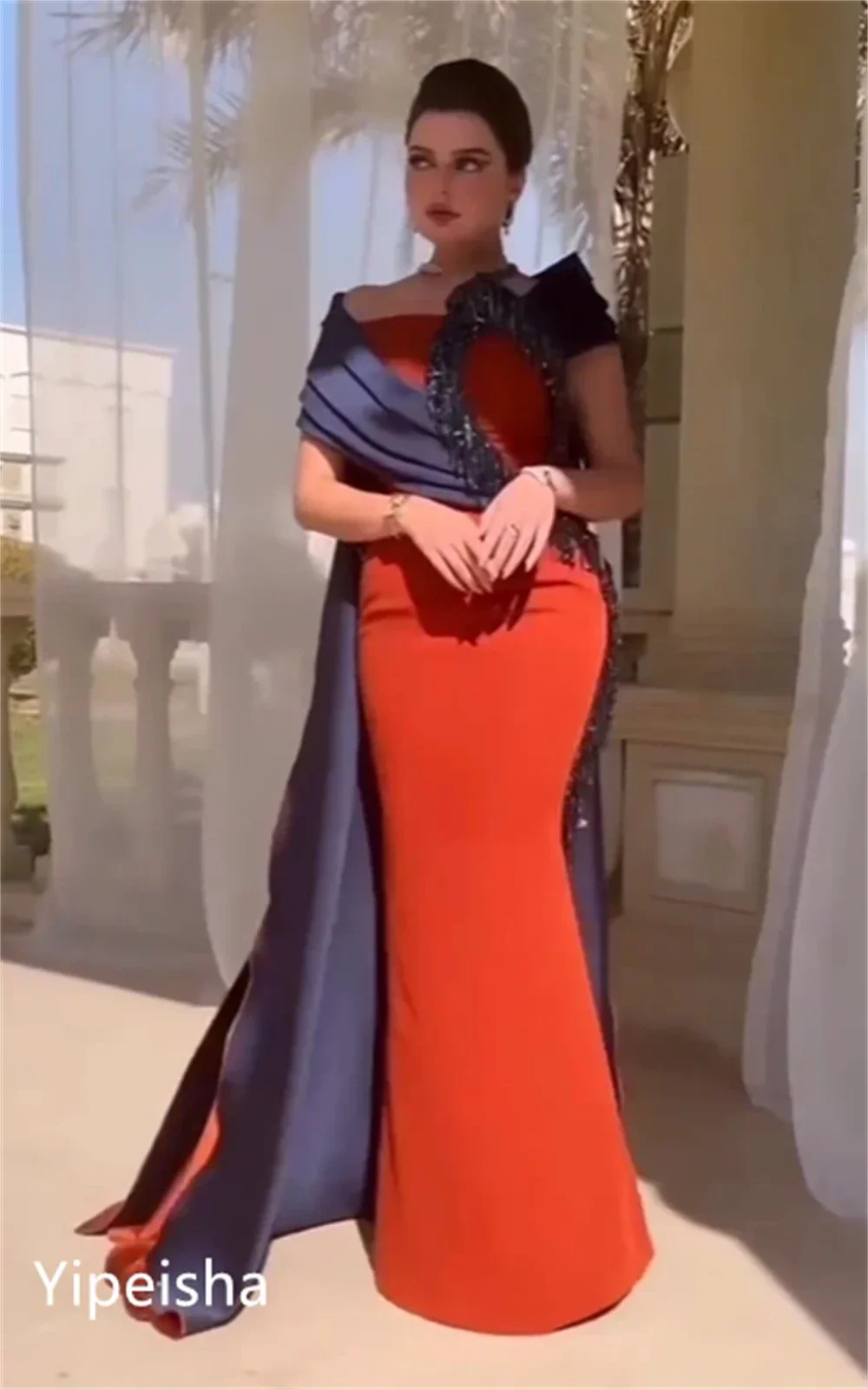 Customized Jiayigong Jersey Tassel Quinceanera Mermaid Strapless Bespoke Occasion Gown Long Dresses