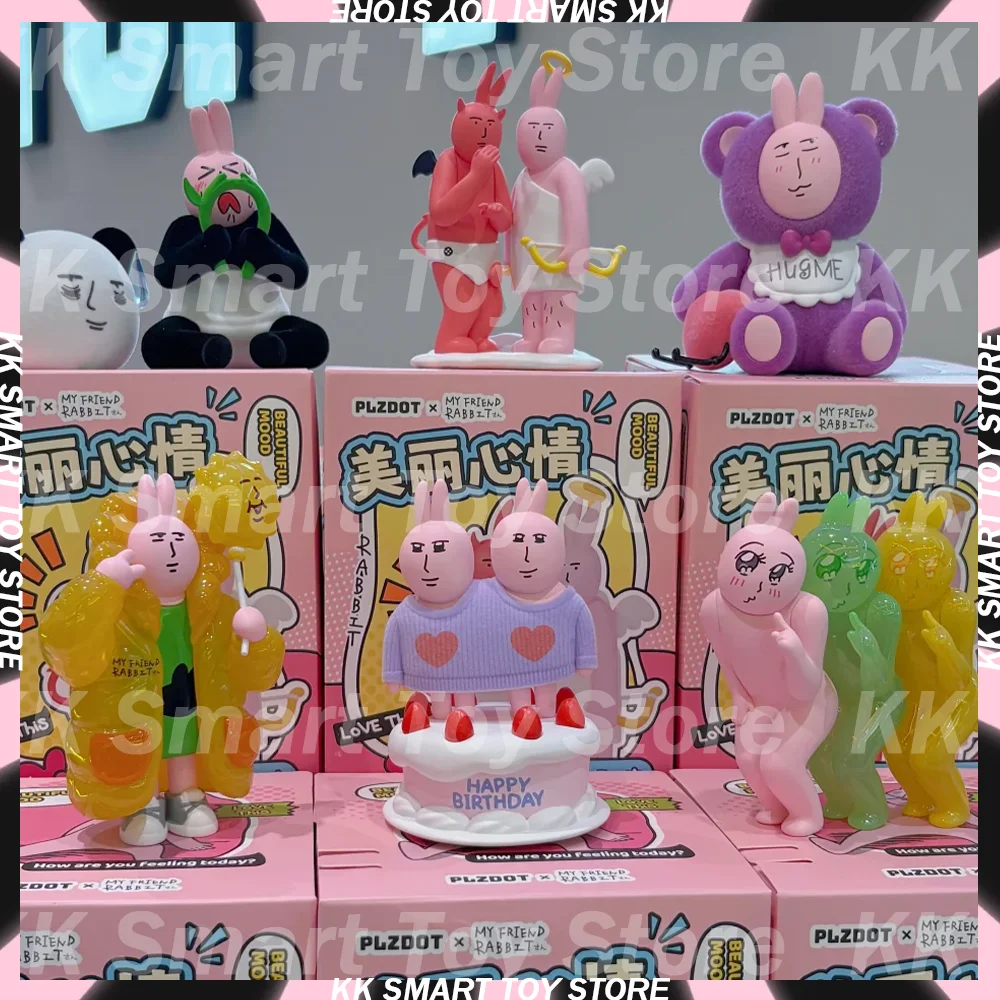 Op voorraad Plzdot Mijn vriend Konijn Roze konijn Mooie stemming Blind Box Tweede generatie Abstract Konijn Mystery Box Geschenken Speelgoed