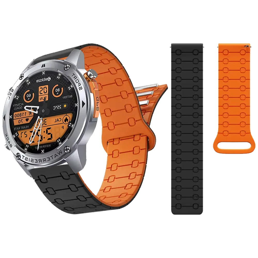 22mm Magnetic Silicone Watch Strap For Zeblaze Stratos 2 Ultra Bracelet for Zeblaze Vibe 7 Pro/Btalk 3 Pro/Plus Band Accessories