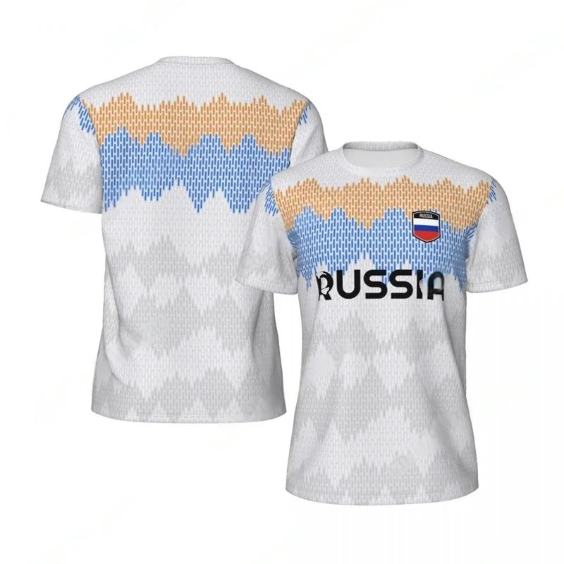 RUSSIA Flag 3D Print Sport Quick Dry Breathable Men Tshirt Outdoor Football Jersey Team Training Short Sleeve Summer Top Clothes