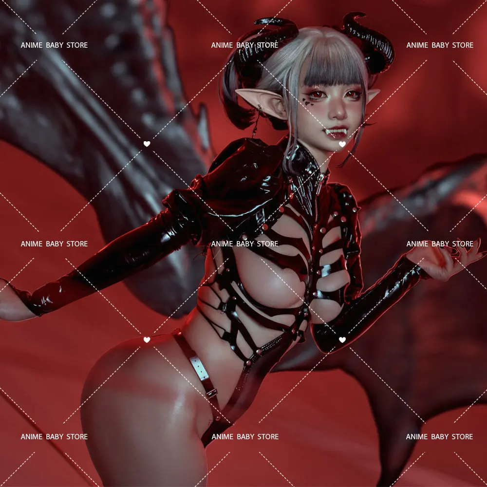 Sexy Dark Reign Imperial Skeleton Maid Cosplay Leather Leotard Clothing Set Hot Patent Original Designer Halloween Costume Women - Image 5