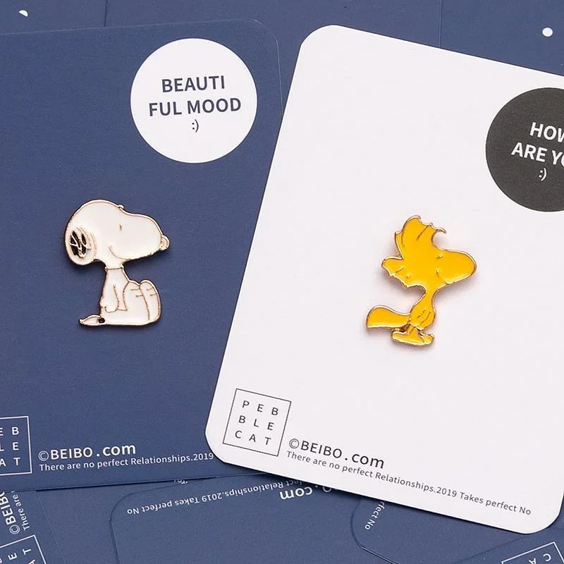 Snoopy Woodstock Creatief Creatief Paar Pin Broche Cartoon Dier Badges Revers Pin Sieraden Kids Cadeau Vrouwen Decoratie