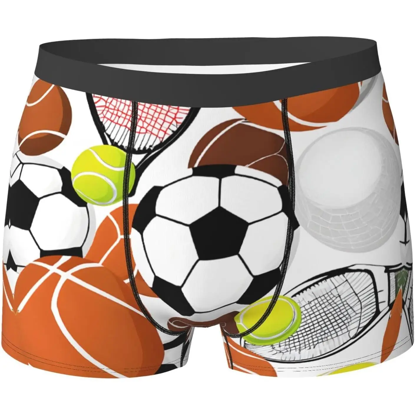 Sports Ball Print Men'S Boxer Briefs Lightweight Supportive Underwear For Daily Wear