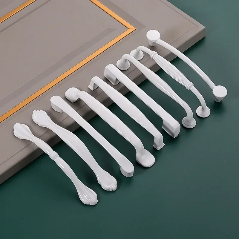 

Apstelle Modern Simple White Cabinet Handle Aluminum Alloy Wardrobe Drawer Door Handles Dresser Furniture Knobs Hardware