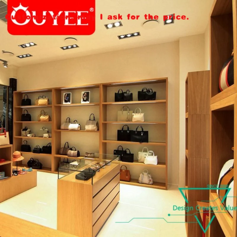 

custom.Fancy Wooden Handbag Display Cabinet Stand Modern Bag Display Shelf