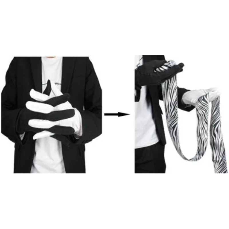 Glove To Zebra Streamer Silk Scarf Magic Tricks Professional Magician Street Stage Party Illusions Magia Props Magic Classic Toy