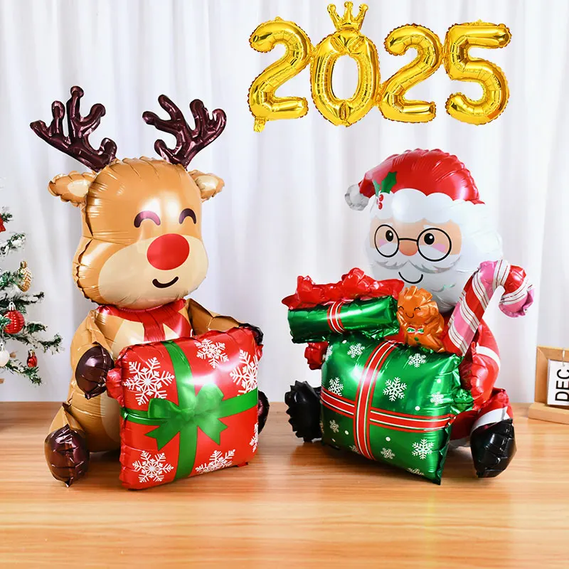 Standing Santa Claus Foil Balloon 2025 Number Balloons Christmas Decoration For Home Navidad  New Year Party 2025 Decor Supplies