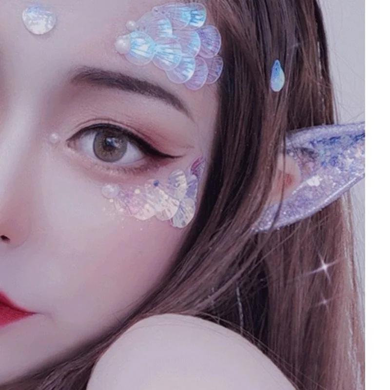 Party Decorations Latex Glitter Ears Cosplay Costumes Accessories Angel Elf Ears Photo Prop Adult Kids Toys Halloween Supplies