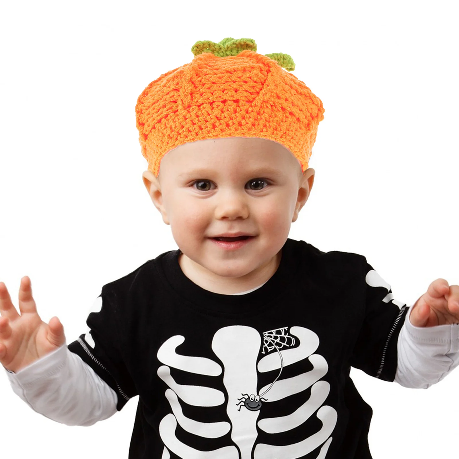 

Pumpkin Knitted Hat For Kids Baby Warm Winter Cap Handmade Children Beanie Toddler Gift Fall Halloween Orange