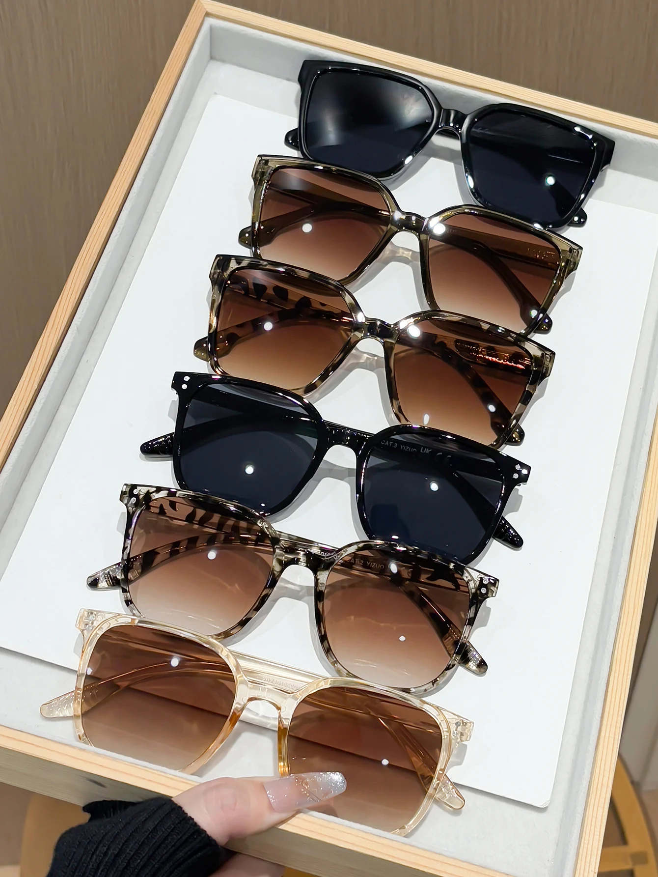 6pcs Leopard Plastic Multicolor Geometric Full Frame Classic Women Glasses Combination For Holiday Gift