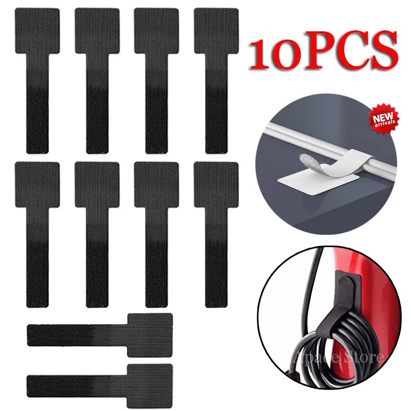 재사용 가능한 케이블 타이 고정 와이어 정리함 코드 로프 거치대, 자체 접착 조정 가능한 코드 정리함 스트랩, 책상 관리