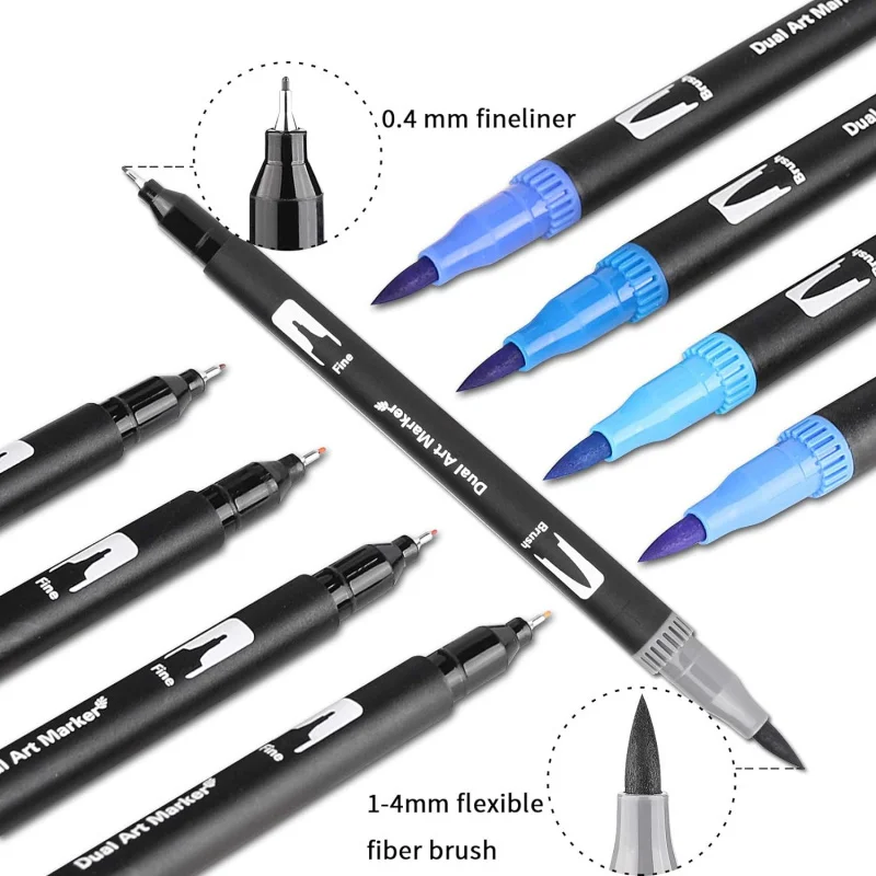 12-120 цветов, кисть с двумя наконечниками и художественные маркеры Fine Point — ручки для тонкой подводки с акварельным эффектом для рисования, набор для рисования и каллиграфии