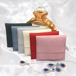 Jewelry Pouch Packaging Bag Soft Microfiber Flannelette Flip Dustproof Gift Bracelet Necklace Earrings Rings Custom Logo