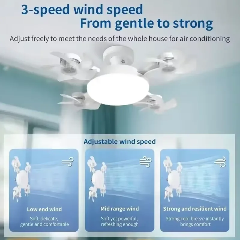 Drone Ceiling Lamp Electric Fan with Light Remote Control E27 Simple Quiet Restaurant Fans for Bedroom Office Home Decor Light