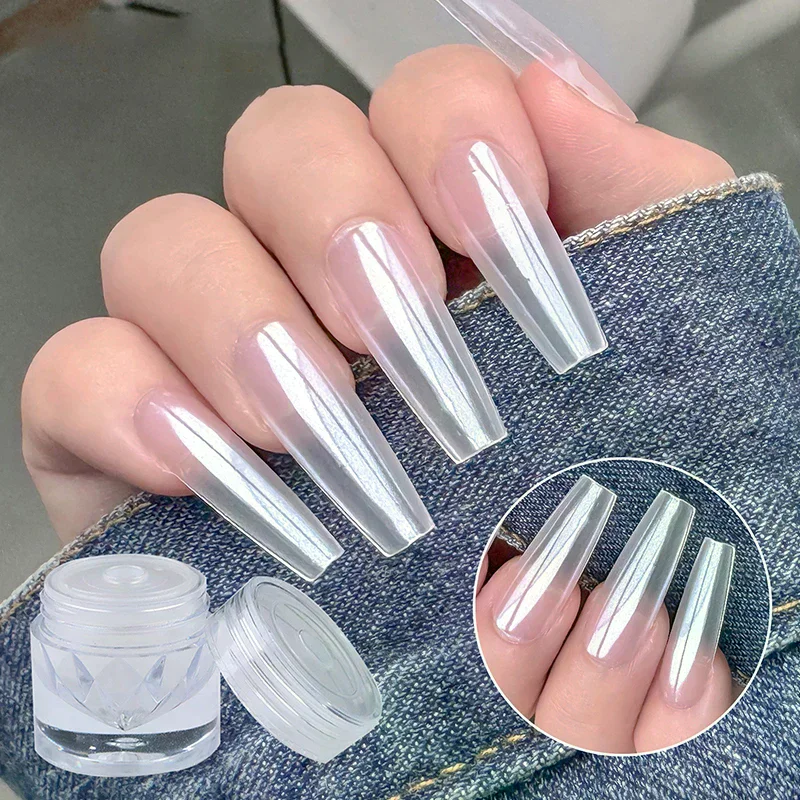 1Jar Plating Aurora Chrome Nail Powder Orange High-Gloss Moonlight Mirror Fine Glitter Pigment Aurora Pearl Rubbing Dust Chrome