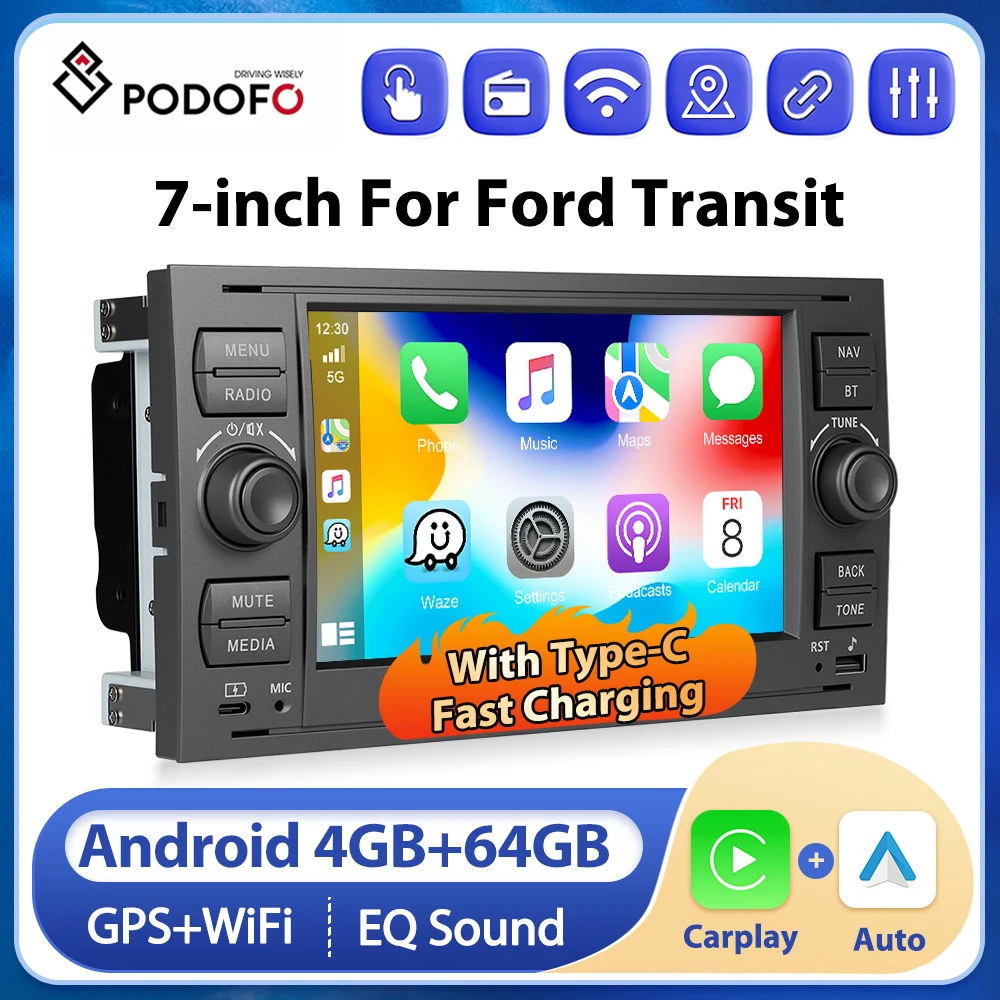 Podofo 7" Carplay A…